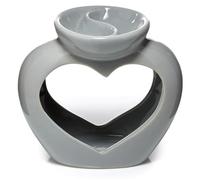 Puckator Brûleur à Huile et Fondant de Cire Avec Séparation - Gris à Forme de Coeur Marca