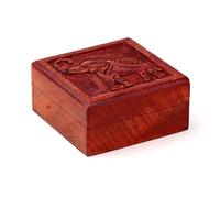 Puckator - Caja de madera de mango con elefante tallado