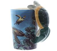 Puckator Calcomanía subacuática con mango de cerámica en forma de tortuga, taza de té y café, accesorios divertidos para el hogar, lindos regalos para novia, tazas grandes para hombres y mujeres,