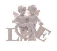 Puckator Cherubs Pair Holding Letters Pareja de ángel sosteniendo Letras Love, Resina, Blanco, 11,5 x 4 x 9,5 cm