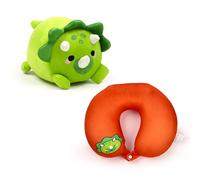 Puckator - Cojín de Viaje con Peluche 2 en 1 - Huck el Dinosaurio - Swapseazzz, Verde, Standard