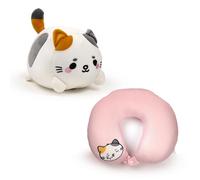 Puckator Cojín de Viaje con Peluche 2 en 1 - Lola la Gatta - Swapseazzz, Color Blanco., Standard