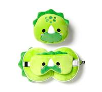 Puckator Cojín de viaje Relaxeazzz peluche 2 en 1 con máscara de ojos Dinosaurio Multicolor Único