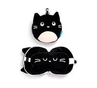 Puckator Coussin de Voyage Relaxeazzz Peluché 2-en-1 Avec Masque Yeux Feline Fine-Chat Cojines, EPS 93% poliéster 7% Elastano, Multicolor, único