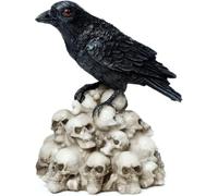 Puckator Figurine Corbeau Debout Sur Crânes Empilés Figuritas Decorativas, Resina, Multicolor, único