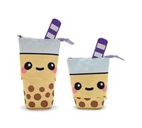 Puckator Foodiemals Boba The Bubble Tea - Estuche de lona desplegable - Material escolar - Estuches - Estuche de gran capacidad - Estuche con cremallera - Esenciales de oficina - Estuche para lápices