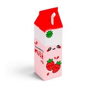 Puckator Foodiemals - Estuche vertical de cartón de leche de fresa - Estuches para material escolar - Estuche para lápices de gran capacidad - Bolsa con cremallera - Esenciales de oficina - Estuche