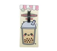 Puckator Foodiemals - Etiqueta de equipaje de PVC con diseño de té de burbujas, etiquetas de viaje con nombre de maleta para maletas, Reino Unido, viajes, vacaciones, crucero, vuelo, aeropuerto