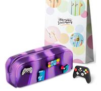 Puckator Game Over - Estuche de silicona y borrador de controlador de juego | Papelería de edición para juegos, papelería divertida y novedosa, estuche con dijes extraíbles + borrador en forma de