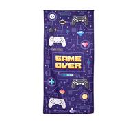 Puckator Game Over - Toalla de playa de microfibra, grande, de secado rápido, ligera, fina, divertida, para hombres y niñas, para playa, piscina, vacaciones, para adultos y mujeres, accesorios de