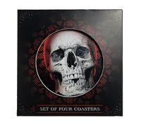 Puckator Gothica - Juego de 4 Posavasos de Corcho - Posavasos de Madera para Mesa de Pub y Bebidas, manteles Individuales - Accesorios de Bar para el hogar - Posavasos de Escritorio de Pizarra -