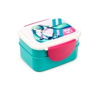 Puckator Hatsune Miku - Lonchera Bento apilada con cierre de clip con cubiertos, lonchera para adultos y niños con compartimentos, caja de aperitivos, recipientes de alimentos con tapas, ollas