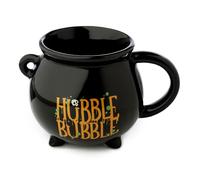Puckator Hubble Bubble Black Cauldron - Taza de café de cerámica con forma de caldero negro, accesorios divertidos para el hogar, regalos lindos para novia, tazas grandes para hombres y mujeres, tazas