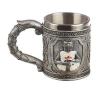 Puckator Jarra Decorativa de Caballero Cruzado, Vasos de Regalo de Cerveza para él, Taza vikinga, Regalos de Cuerno para Hombres, Cosas para Hombres, Taza de Metal, Jarra de Vidrio, Accesorios de