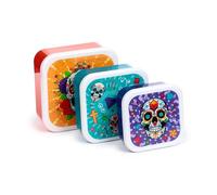 Puckator Juego de 3 recipientes apilables para alimentos M/L/XL - Calavera mexicana - Day of the Dead - Fiambrera porta almuerzo