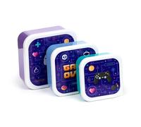 Puckator Juego de 3 recipientes para alimentos M/L/XL apilables - Game Over - Fiambrera porta almuerzo