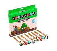 Puckator Juego de 8 bolígrafos borrables con herramientas de Minecraft de silicona, suministros estéticos geniales para el regreso a clases, bolígrafos de gel borrables, bolígrafo con goma de borrar