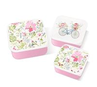 Puckator Julie Dodsworth,Juego de 3 fiambreras botánicas rosas M/L/XL,Fiambrera con múltiples compartimentos,Lonchera para adultos y niños,Lonchera para niñas y niños