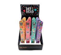 Puckator Lima de uñas del Día de los Muertos, limas fuertes para uñas acrílicas naturales y de gel, kit de cuidado para mujeres, productos de belleza, lima de uñas de manicura
