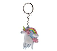 Puckator Llavero de anillo con figura de PVC - Magia del Unicornio - Blanco, Arco iris, Rosa - Regalo Niña