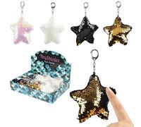 Puckator Llavero de Estrella de Lentejuelas, Mixto, Star Height 10cm Width 9.5cm Depth 4cm Total Height 14cm