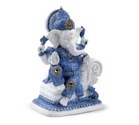 Puckator Meditación Ganesh Blanco y Azul - Estatuas de ídolo Ganesh Ganesha para decoración del hogar - Ganapati Ganpati decoración India decoración del hogar - Regalos hindúes artículos para Mujeres
