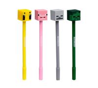 Puckator Minecraft Topper Pen (cerdo/abeja/zombi/esqueleto) - Gran regalo para estudiantes de profesores - Regalos de fin de curso para alumnos - Bolígrafo como regalo de clase - Paquete de iniciación
