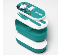 Puckator Moomin - Caja de almuerzo para adultos y niños con compartimentos y tenedor y cuchara - Caja de merienda - Contenedores de comida con tapas - Tarros para degustar