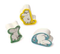 Puckator Moomin - Juego de 3 gomas de borrar, juego de papelería de gomas de borrar, rellenos de bolsas de fiesta para niñas y niños, paquete múltiple de gomas de borrar, gomas para lápices, gomas