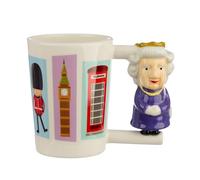 Puckator Mug en Céramique-ANSE en Forme de Reine d´Angleterre Tazas de Desayuno, Multicolor, único