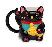 Puckator Mug en Forme de Chat Noir Maneki Neko - Chat Porte-Bonheur Marca