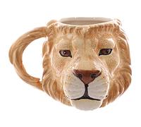 Puckator MUG212 - Taza de cerámica, diseño de cabeza de león, color beige y blanco