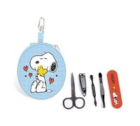 Puckator Peanuts Snoopy & Woodstock - Juego de manicura redonda de 5 piezas, kit de cuidado de uñas, regalo para mujeres y hombres, cuidado personal seguro, kits de accesorios esenciales para viajes y
