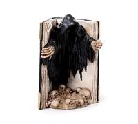 Puckator Portavelas - La Negra Segadora y Libro de la Muerte con Calaveras - Escultura de Resina Ornamental - Figura Accesorio Gótico para Casa y Halloween