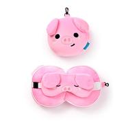 Puckator Relaxeazzz Adoramals Oliver The Pig - Almohada de Viaje y máscara de Ojos de Felpa para Dormir, Accesorios de Viaje para niños para Dormir en avión, Almohadas de Cuello