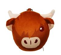 Puckator Relaxeazzz Highland Coo Almohada de viaje con forma de vaca y antifaz para dormir con liberación rápida - Antifaz de dormir de peluche para avión - Almohada de vuelo para niños y adultos - Bonita máscara de dormir