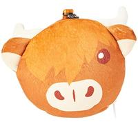 Puckator Relaxeazzz Highland Coo Cow Almohada de Viaje Redonda de Felpa y máscara de Ojos Cojines, 95% poliéster y 5% Elastano, Multicolor, Talla única