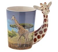 Puckator Savannah Giraffe Mug with Handle SMUG22-Taza con asa de Jirafa, 8 x 12 x 14,5 cm, Porcelana, Amarillo, 8 cm