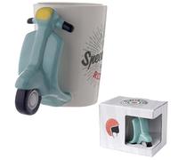 Puckator Scooter Retro Taza con mango, cerámica, verde, 1 unidad (lote de 1)