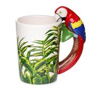 Puckator Taza SMUG29 con asa – cerámica, diseño de loro (selva), multicolor, 13×8,5×13 cm, 1 pack