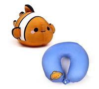 Puckator Swapseazzz - Cojín de Viaje con Peluche 2 en 1 - Finley el pez Payaso, Verde, Standard, Moderno
