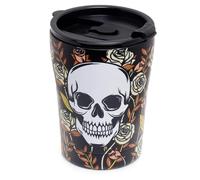 Puckator Tasse Thermique Isolée en Acier Inoxydable 330ml Skulls & Roses-Crâne Tazas térmicas, Multicolor, único