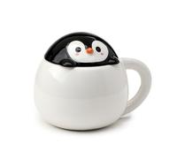 Puckator Taza de cerámica con tapa moldeada - Pingüino - Animales dulces