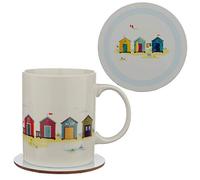 Puckator Taza de porcelana y posavasos Portside con bordes de mar