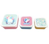 Puckator Unicorn Magic - Juego de 3 fiambreras para almacenamiento de aperitivos S/M/L, lonchera con múltiples compartimentos, recipientes pequeños para alimentos, lonchera para adultos y niños,