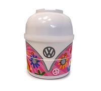 Puckator Volkswagen VW T1 Camper Bus Summer Love Round Bento - Lonchera para adultos y niños con compartimentos - Caja de aperitivos - Contenedores de alimentos con tapas - Ollas apilables para comida