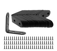 PUCSIQ 24 pinzas angulares de 40 x 40 mm, conector en ángulo, color negro, forma de L, ángulo de ángulo de acero inoxidable, con tornillos para muebles de madera, mesas, estanterías, armarios,