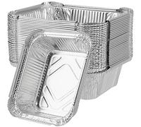 PUCSIQ 30 Bandejas de Aluminio Desechables 450 ml - Cuencos Cuadrados 14,5x12x5,5 cm Sin Tapa para Horno, Barbacoa, Pasteles, Congelador y Almacenamiento