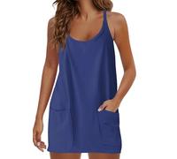PUDANA Mujeres Mini Mono De Una Sola Pieza De Ultima Tendencia Conjuntos para Las Vacaciones De Verano Vestido De Verano para Golf Y Tenis Azul Marino XS