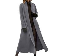 PUDANA Mujeres Peacoat De Invierno Elegante Gabardinas Cómodas Y Suaves Abrigo Maxi Cálido Gris 4XL